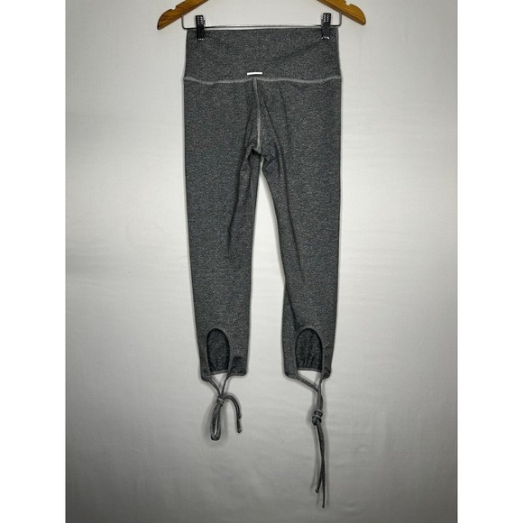 Aerie Heathered Gray Cropped Leggings Tie Detail Hem‎ Women's Size Medium - Picture 2 of 6